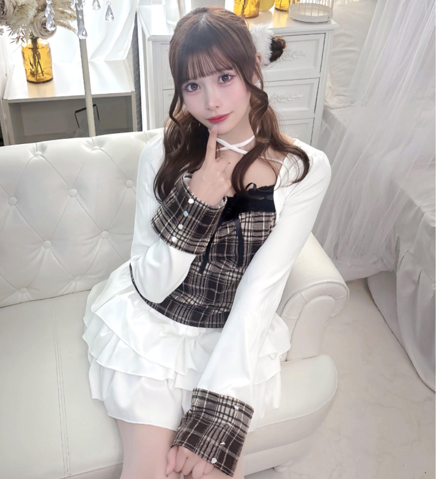 【予約商品 3月中旬発送】チェック×ボレロ風トップス