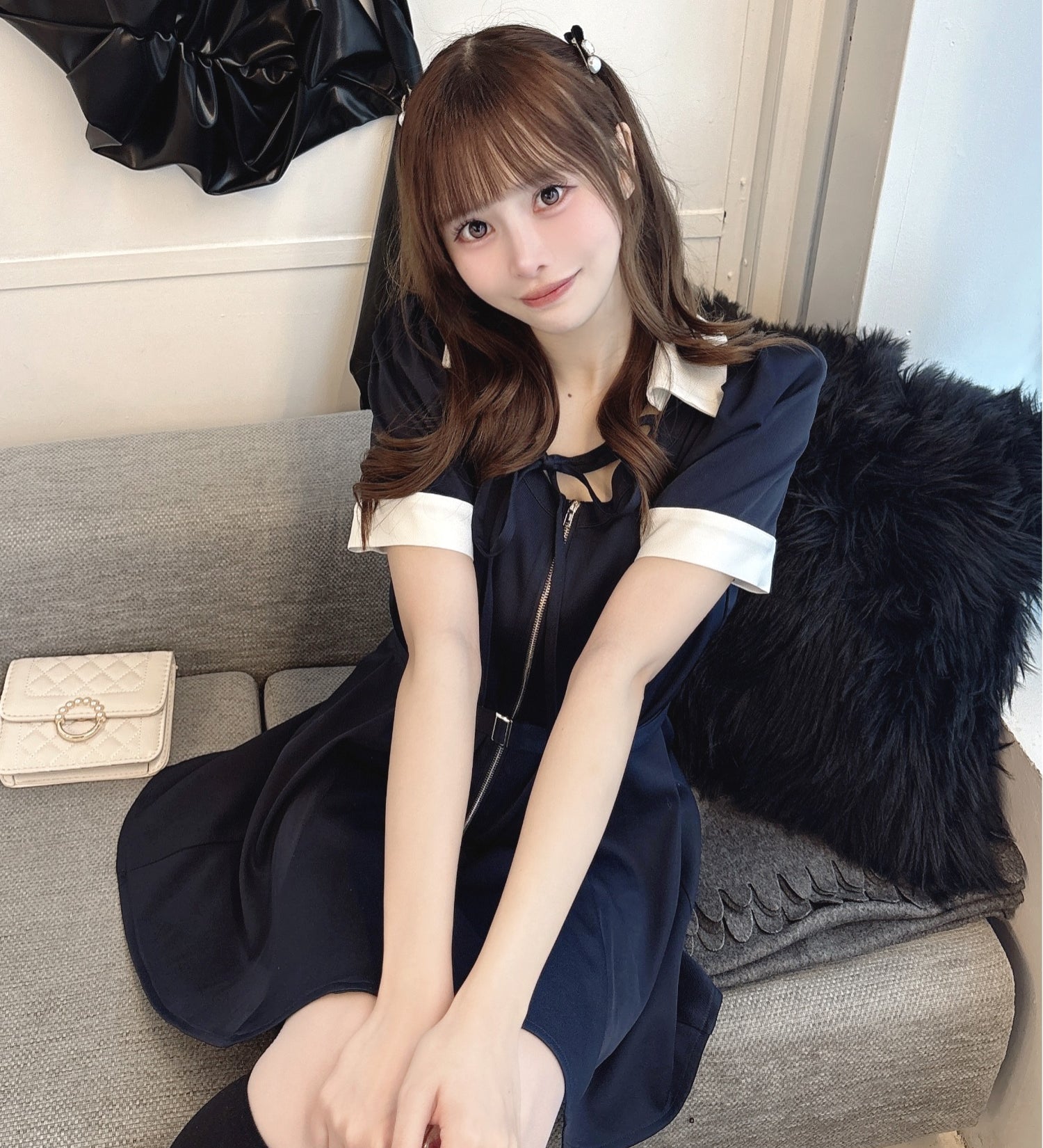 バックリボンフレアワンピース