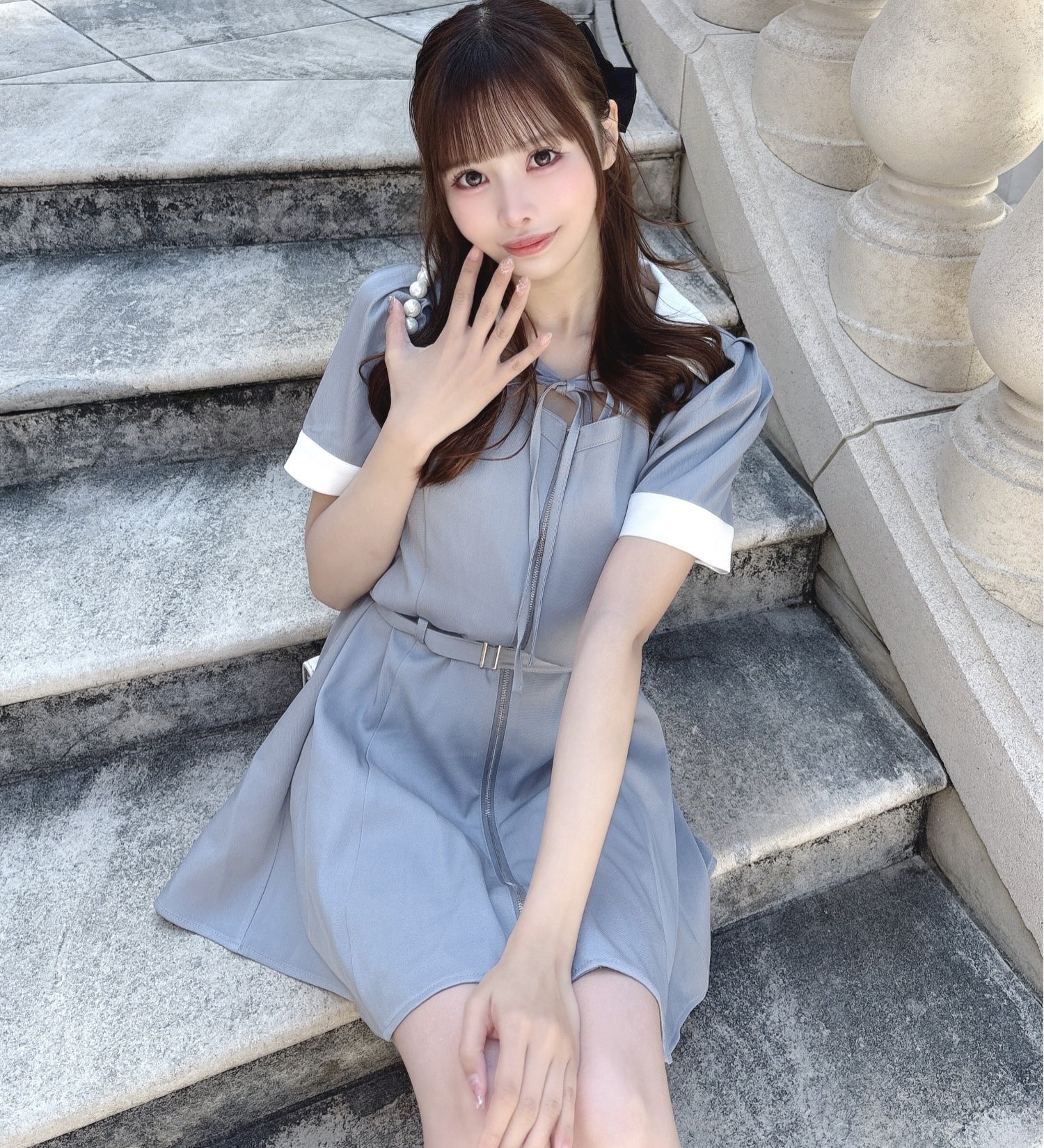 バックリボンフレアワンピース