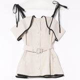 オフショルペプラムブラウス