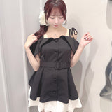 オフショルペプラムブラウス