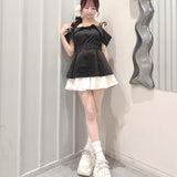 オフショルペプラムブラウス