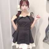 オフショルペプラムブラウス