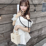 オフショルペプラムブラウス