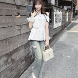 オフショルペプラムブラウス