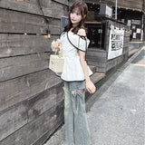 オフショルペプラムブラウス