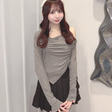 長袖アシメドロストカットソー