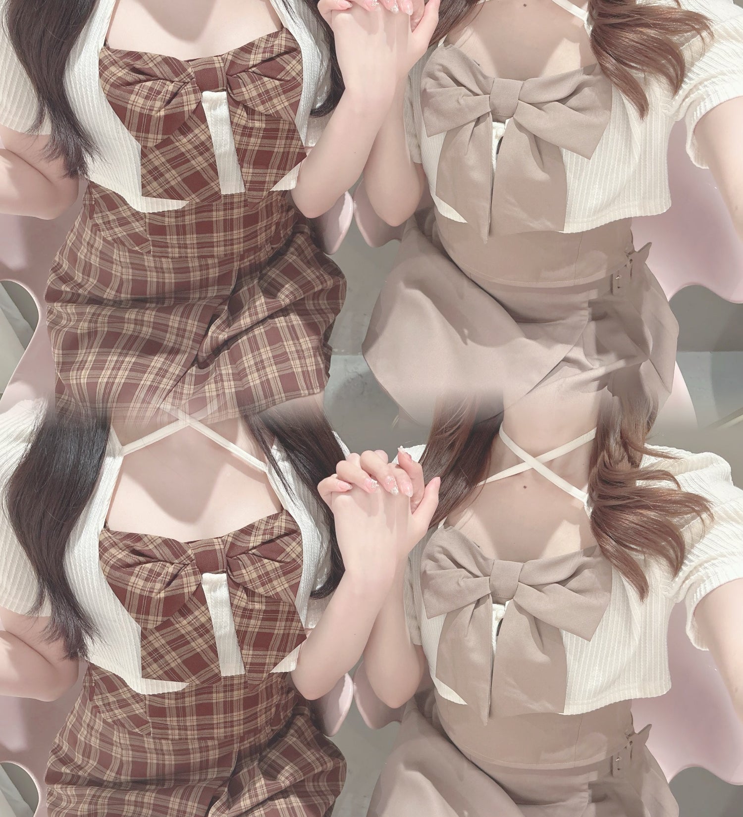 リボンアンサンブルトップス