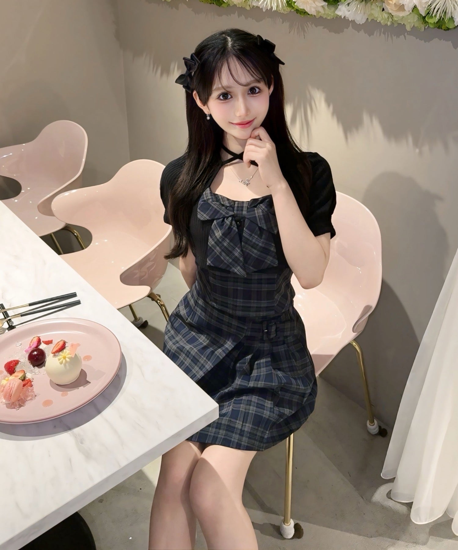 リボンアンサンブルワンピース ベージュ リボンアンサンブルワンピース｜ワンウェイの通販｜&mall（アンド