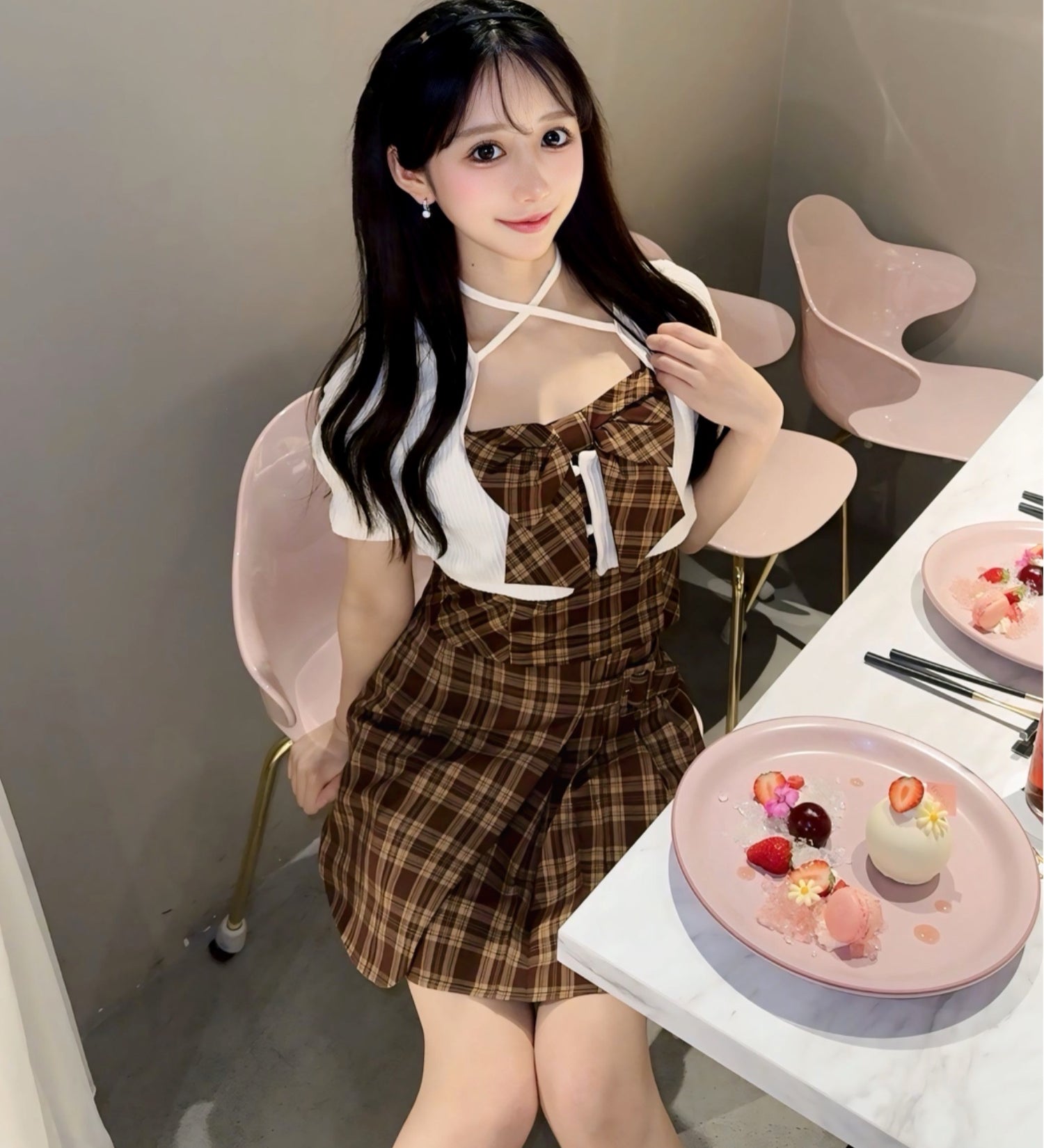 リボンアンサンブルトップス