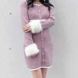 ファー付きパイピングワンピース