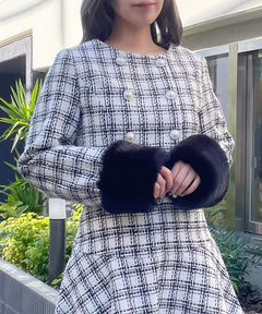 【セットアップ対応アイテム】 ファー付ノーカラージャケット