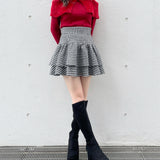 フェザー衿肩開きニット