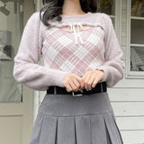 フロントアキリボンニット