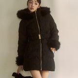 【予約商品12月中旬お届け】ラメツィードロングダウンコート