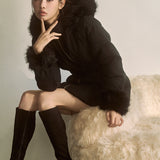 【予約商品12月中旬お届け】ラメツィードロングダウンコート