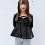 サイドリボンフレアデニム