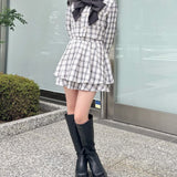 【予約商品 10月上旬お届け】リボン付きバイカラーセットアップ