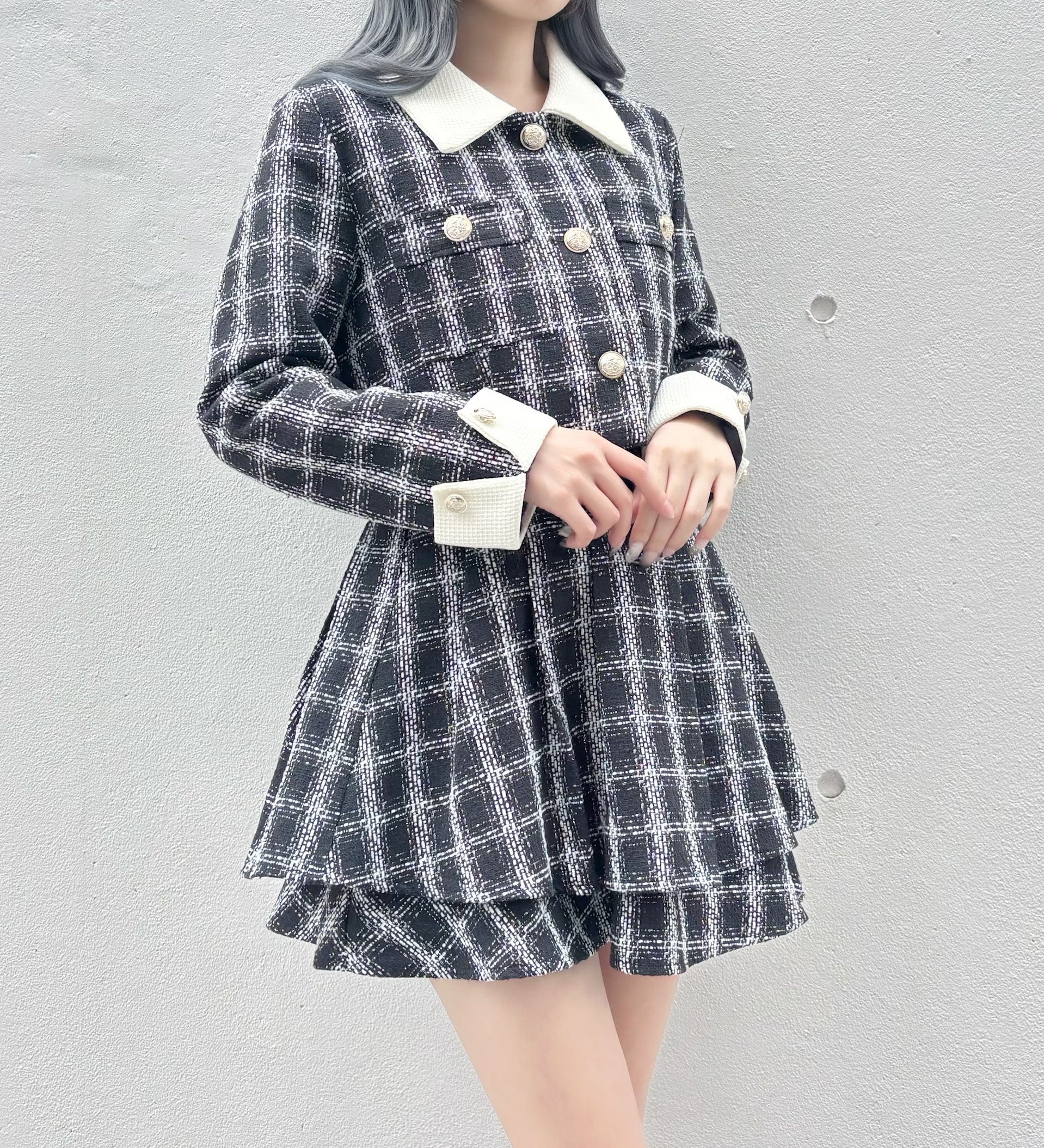 【予約商品 10月下旬お届け】リボン付きバイカラーセットアップ