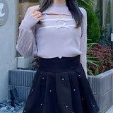 ケーブルダブルリボンニット