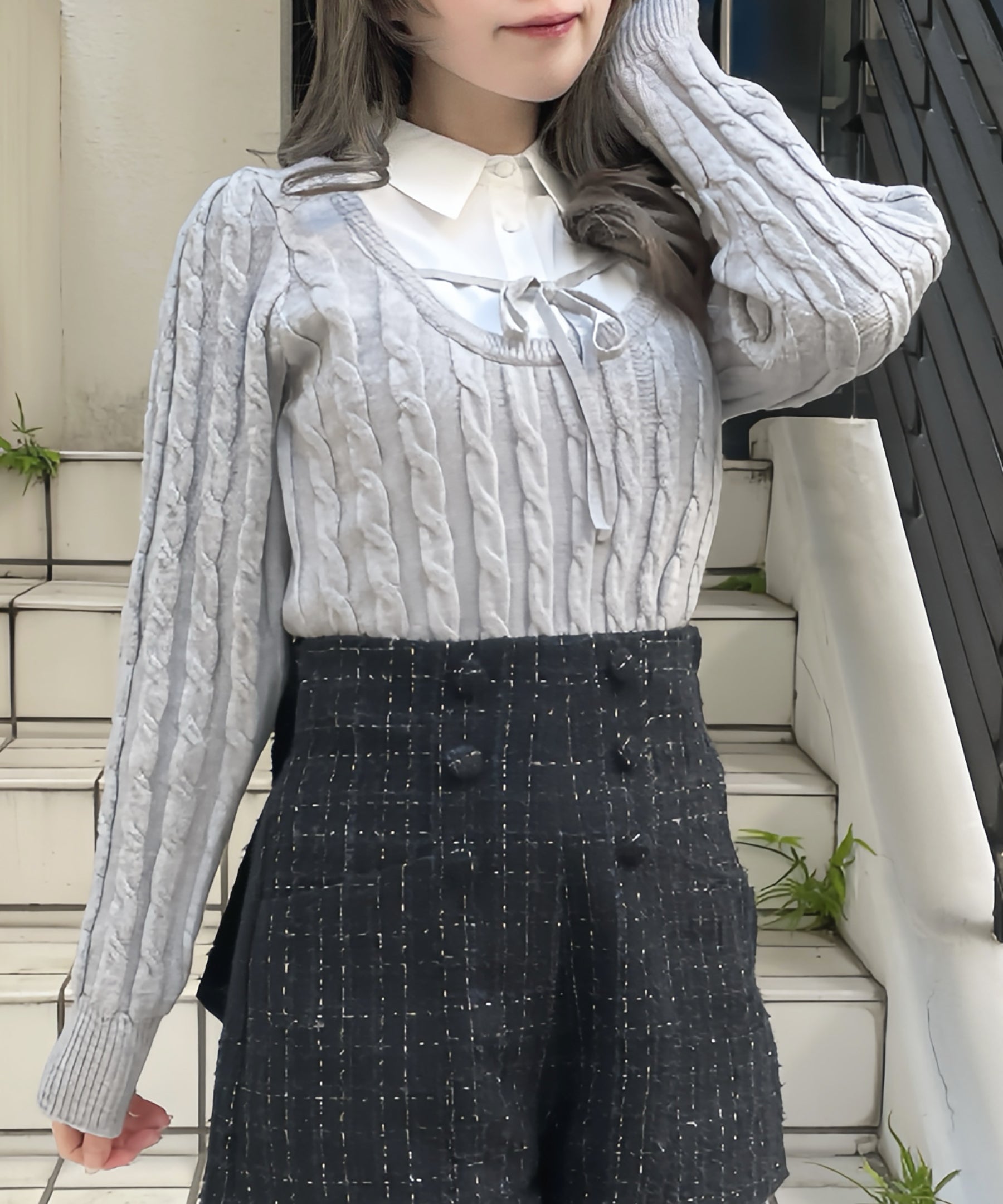 【 pium 】レイヤードケーブルニット ルミネ限定カラー ブラック×ミックス IMG_4528_87.png?v=1754270565&