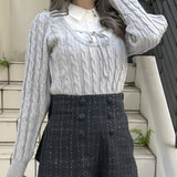 レイヤードケーブルニット