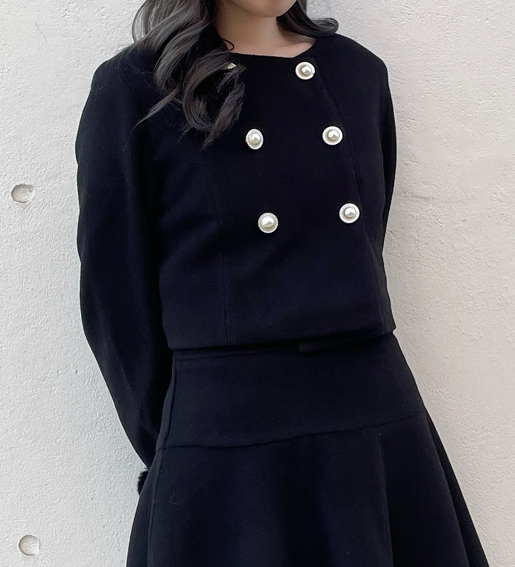 【セットアップ対応アイテム】 ファー付ノーカラージャケット