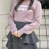 ケーブルダブルリボンニット