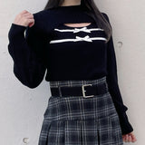 ケーブルダブルリボンニット