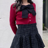 リボンレイヤードニット