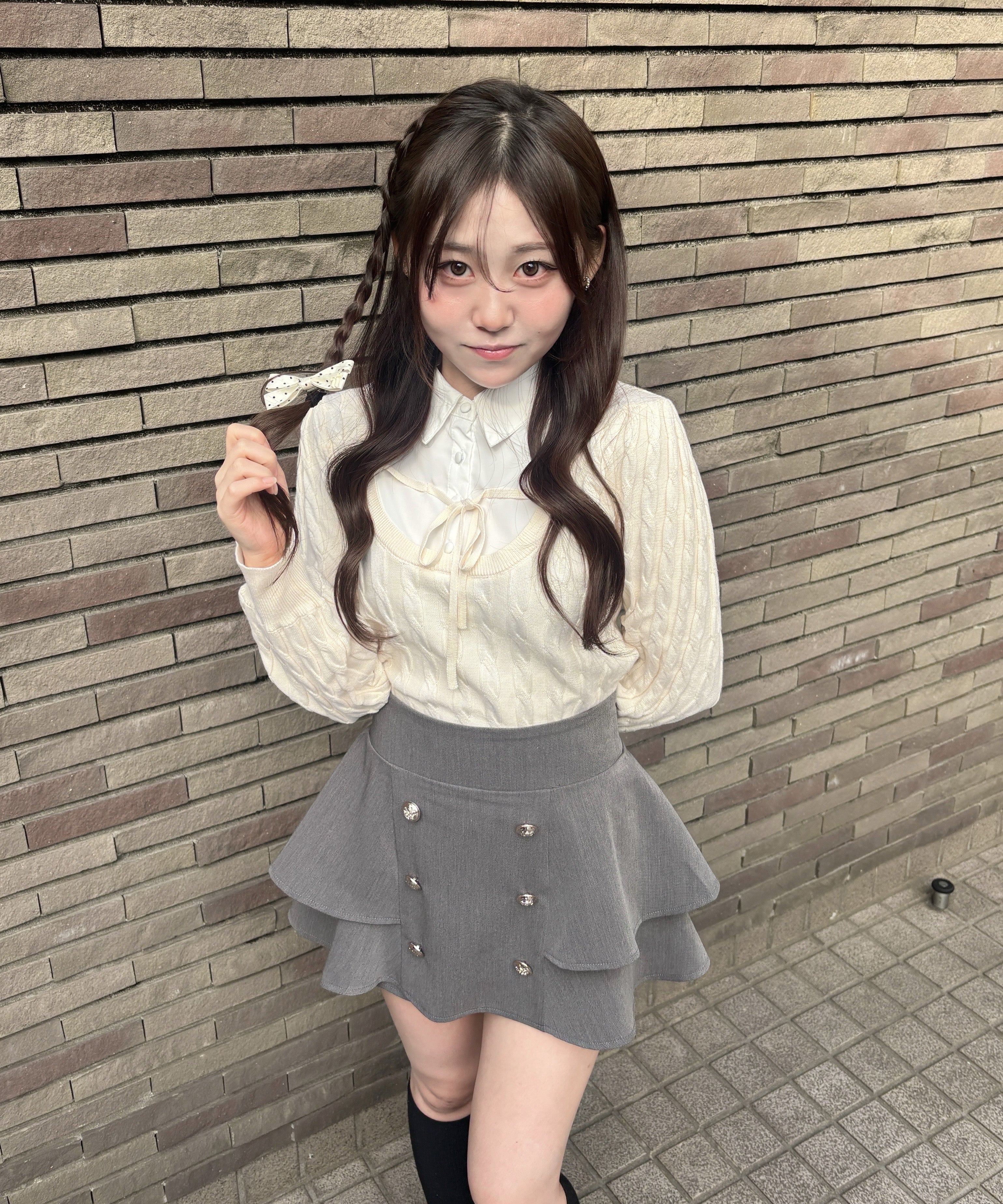 レイヤードケーブルニット