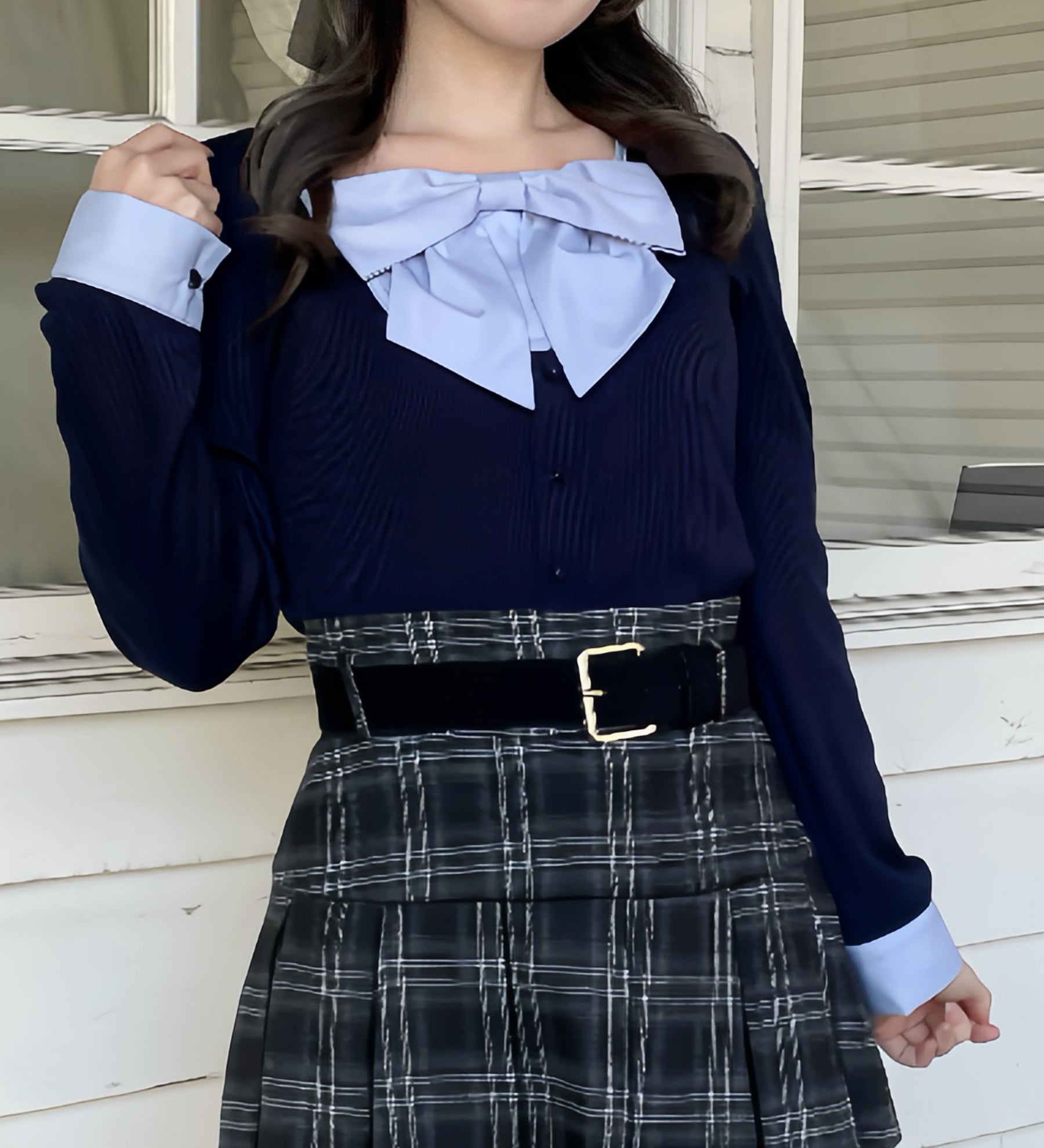 リボンレイヤードトップス