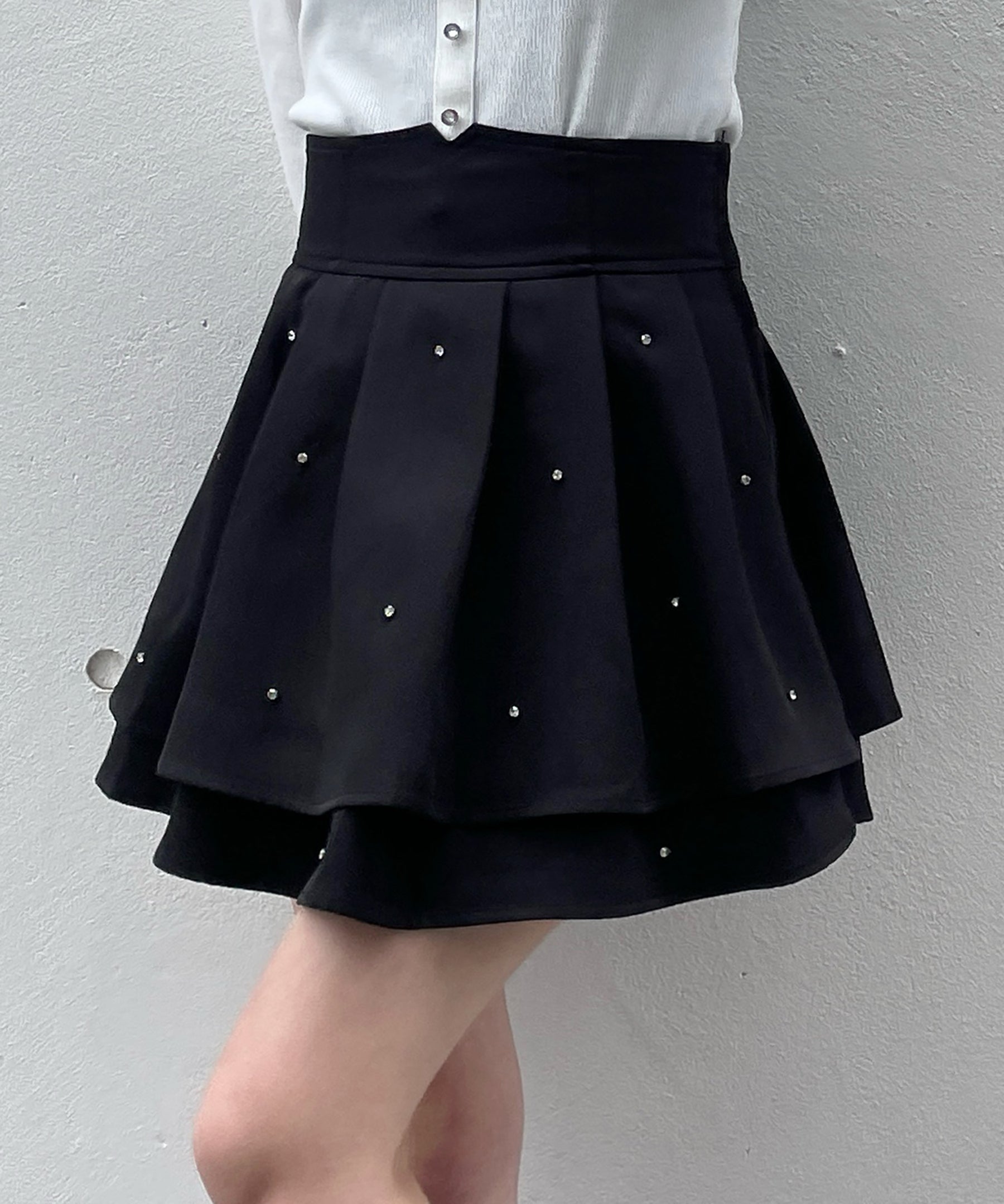 【abcボトムス10％割♡】ダブルフレアスカート