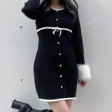 ファー付きパイピングワンピース