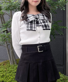 リボンレイヤードニット