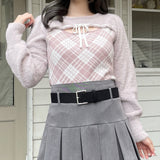 フロントアキリボンニット