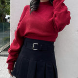 シャーリング袖カシュクールニット