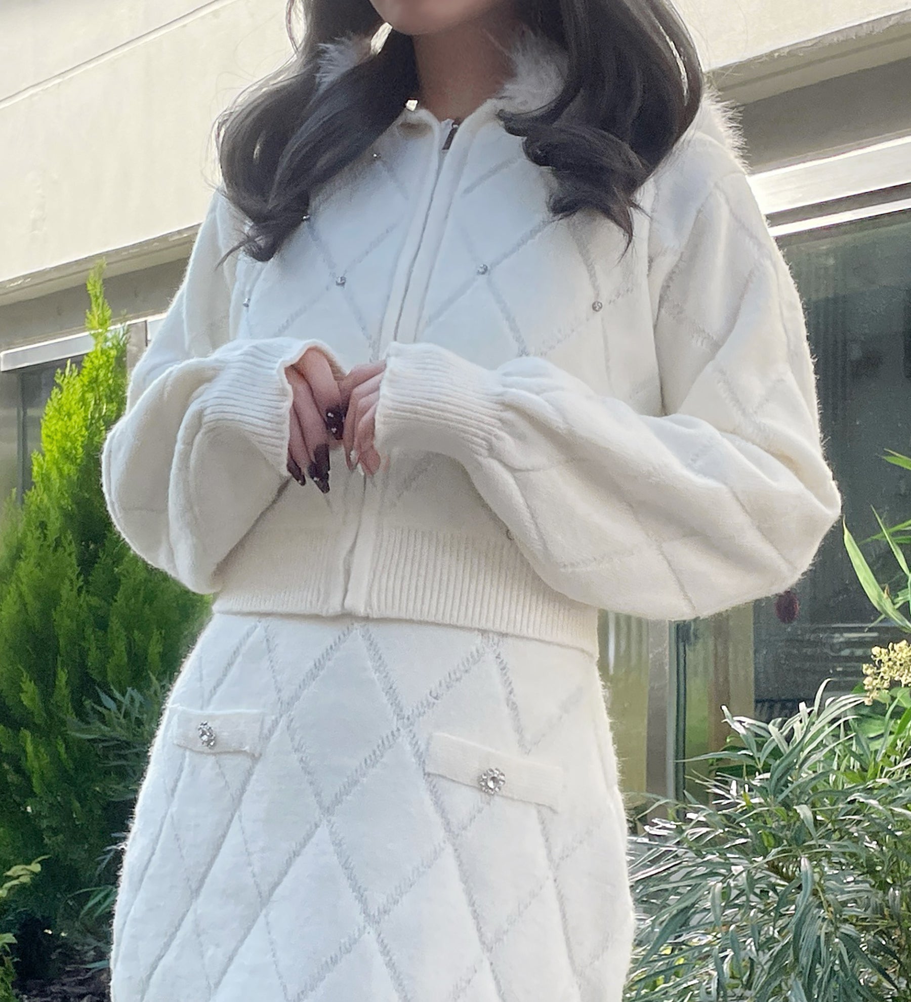 【セットアップ対応アイテム】 キルティングニットパーカー