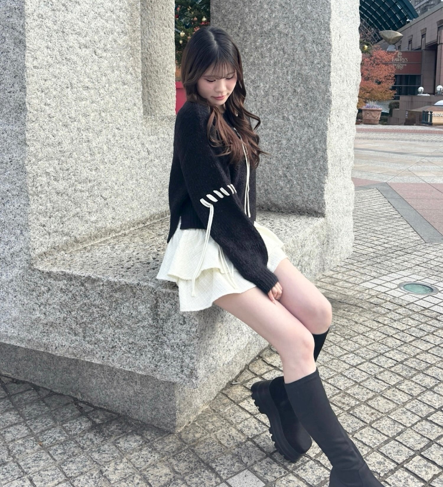 ツイードティアードミニスカート