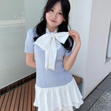 ボウタイレイヤードワンピース