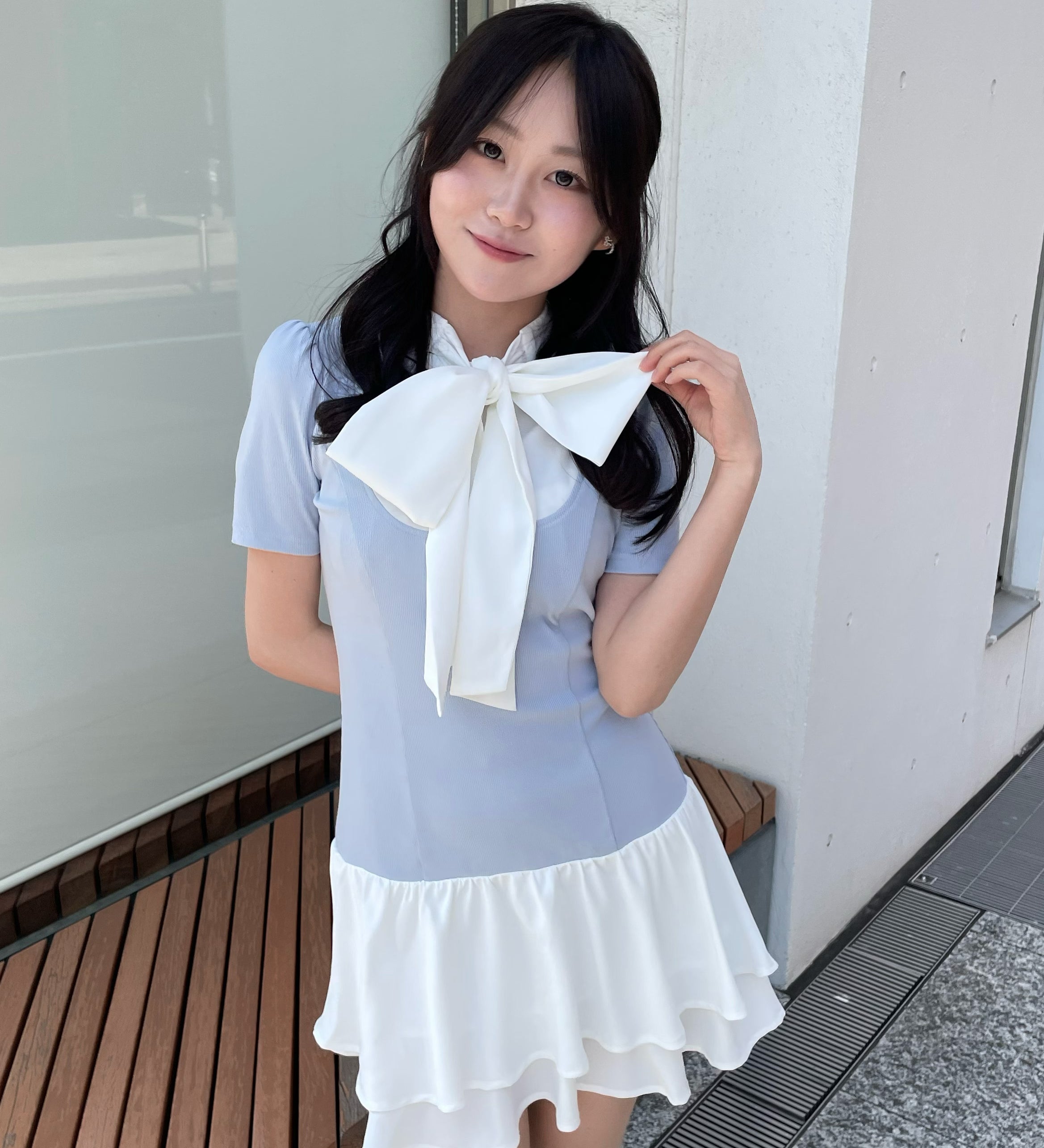 ボウタイレイヤードワンピース