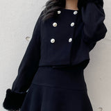 【セットアップ対応アイテム】 ファー付ノーカラージャケット