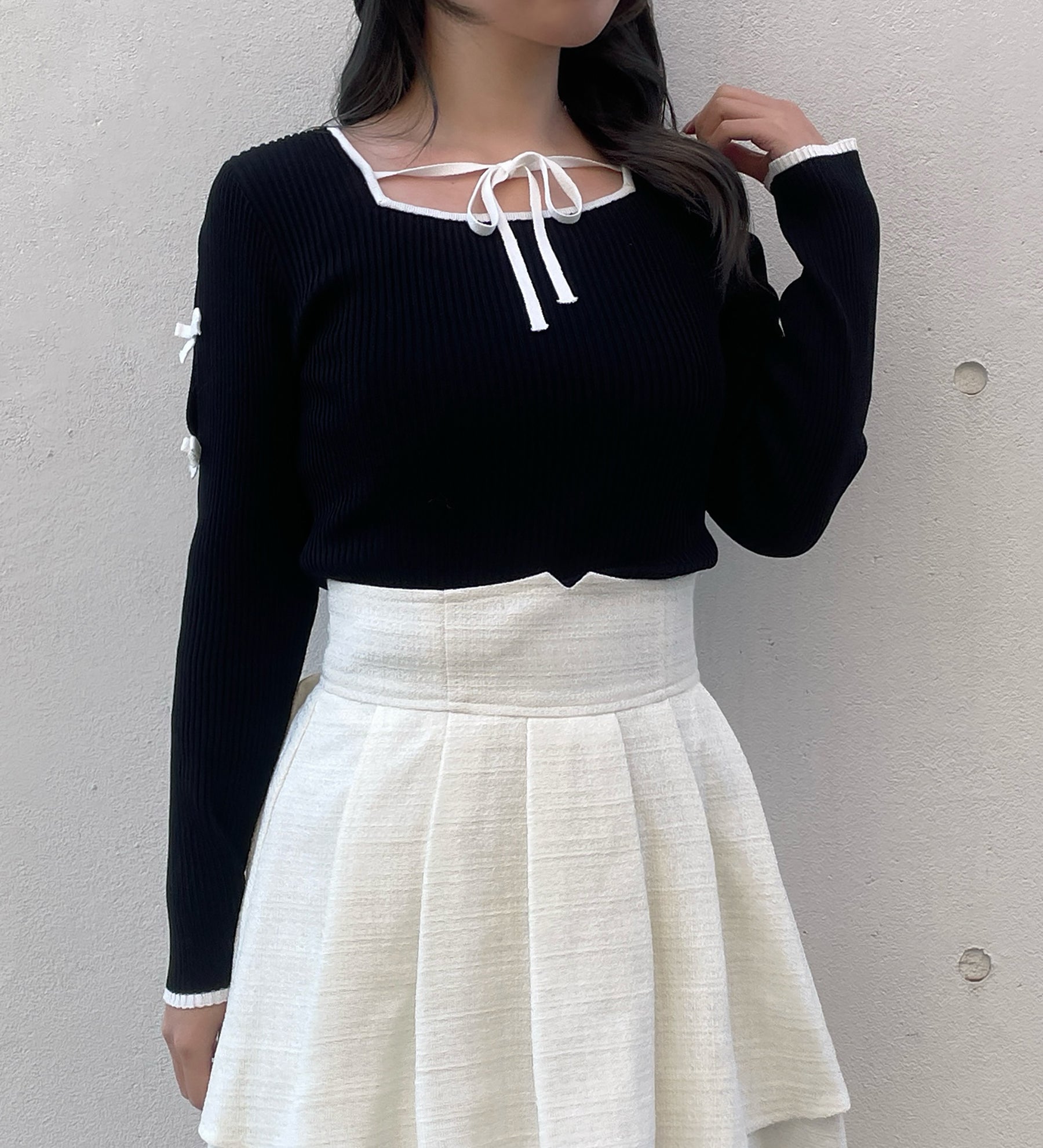 スリットリボンスリーブトップス
