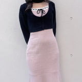 【予約商品 12月上旬お届け】ボレロアンサンブルニットワンピース