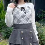 フロントアキリボンニット