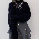 シャーリング袖カシュクールニット