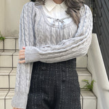 レイヤードケーブルニット