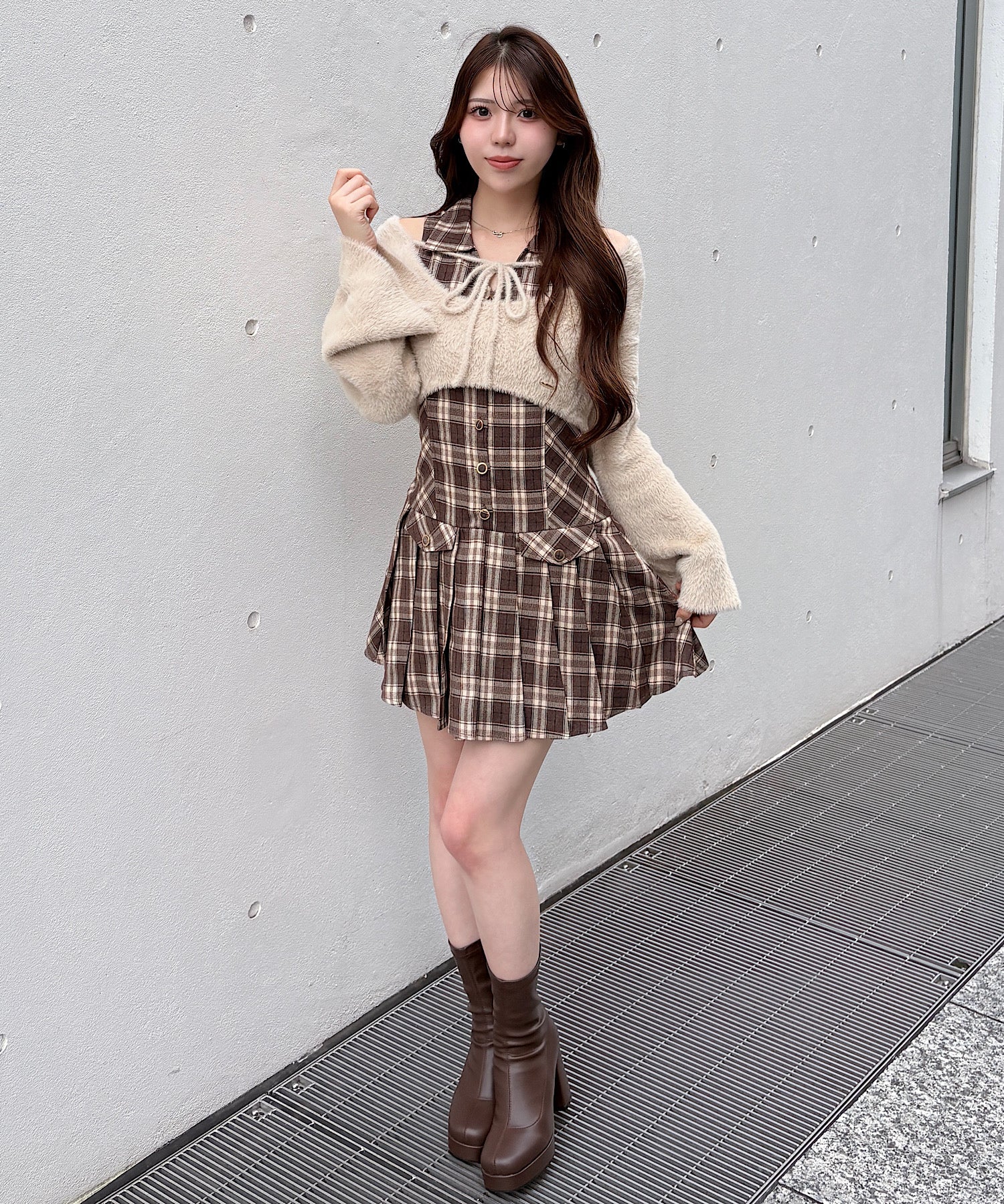 【予約商品11月上旬お届け】ショートニット×ミニワンピセット