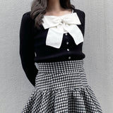 リボンレイヤードニット