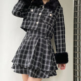 ファー付きバイカラーセットアップ